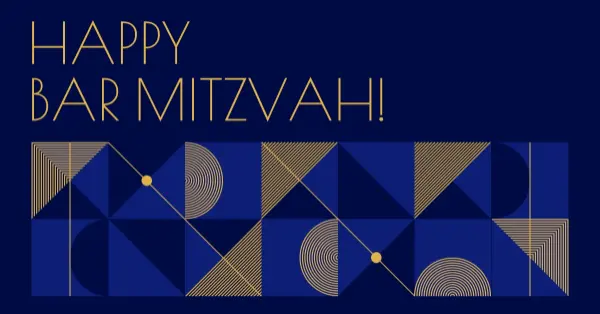 Happy bar mitzvah blue modern-geometric-&-linear