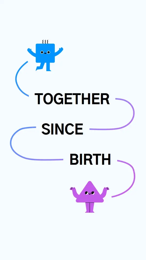 Together since birth white whimsical line