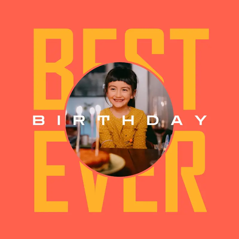 Best birthday ever red bold, typographic, photo, bright, strong