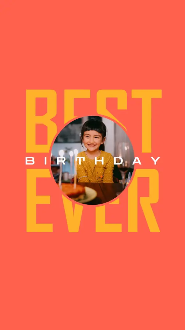 Best birthday ever red bold, typographic, photo, bright, strong