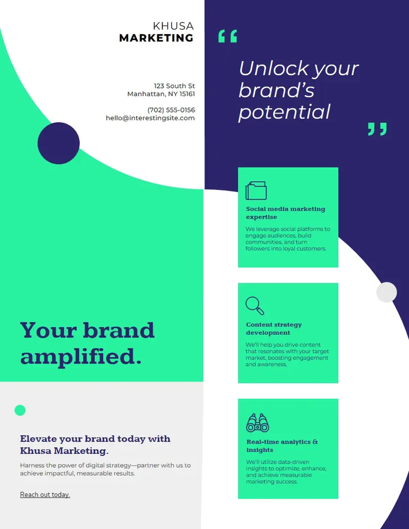 Brand marketing flyer green Modern simple