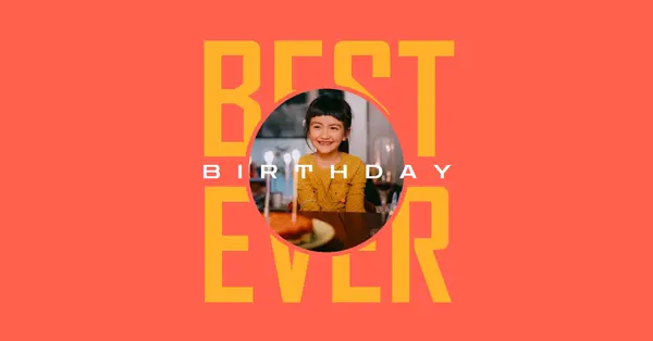 Best birthday ever red bold, typographic, photo, bright, strong