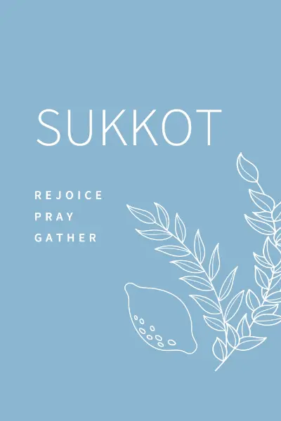 A peaceful Sukkot blue whimsical-line