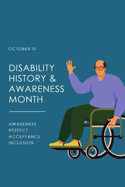 Disability history and awareness month blue modern-color-block