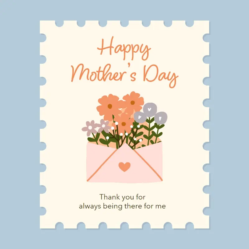 Whimsical Mother's Day card blue graphical playful whimsical quirky lighthearted folksy