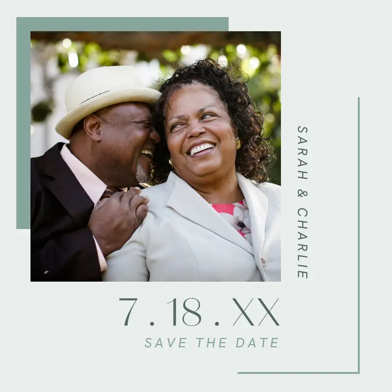Save the date green minimal, clean, modern