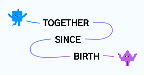 Together since birth white whimsical line