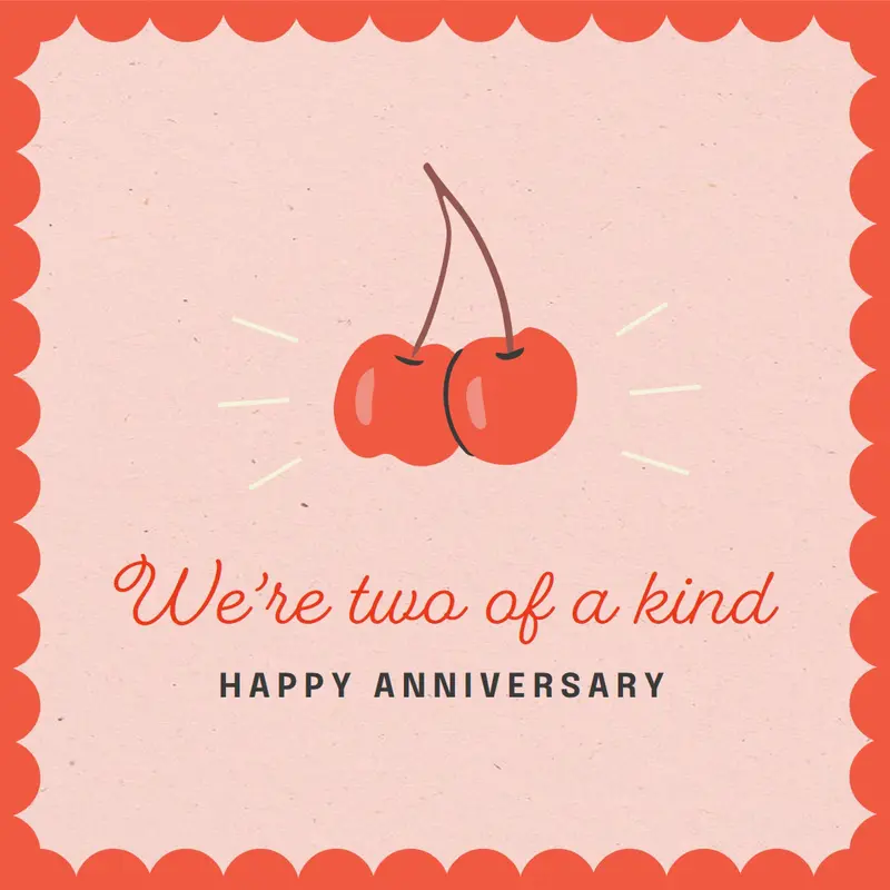 We're two of a kind Red illustration, retro, playful