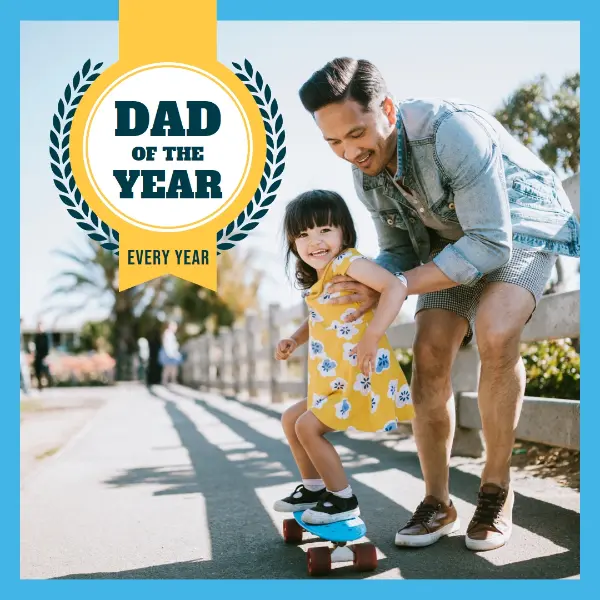 Dad of the year blue vintage retro