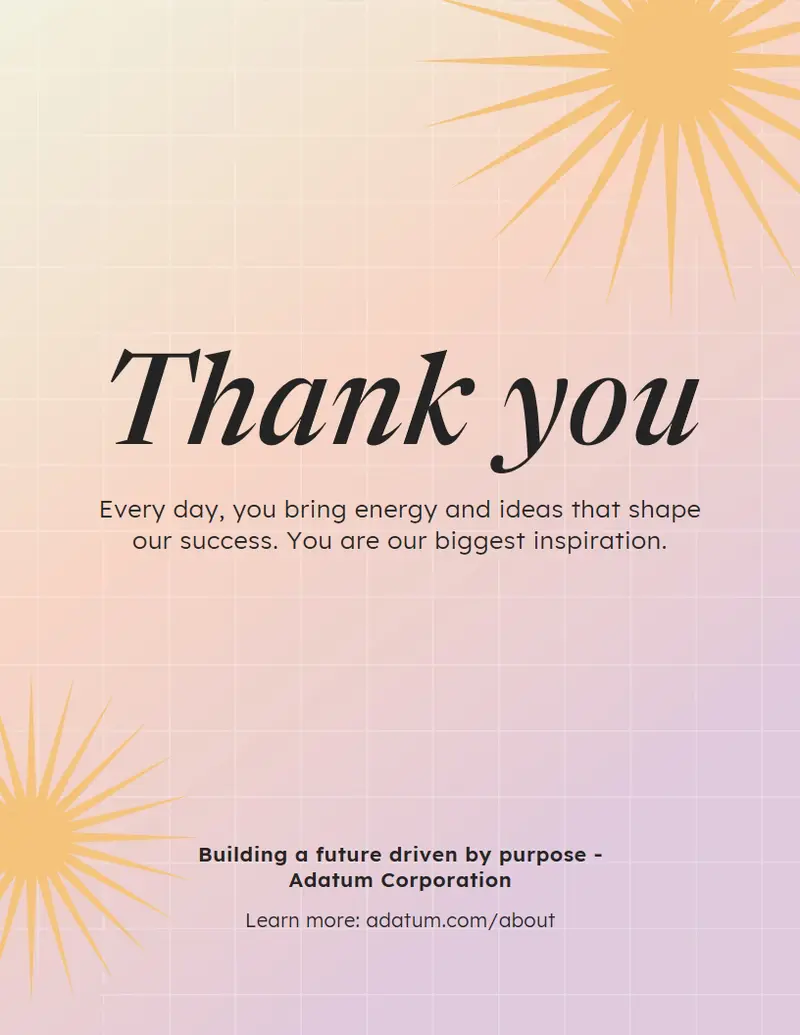 Modern retro thank you flyer pink modern, gradient, grid, star-burst