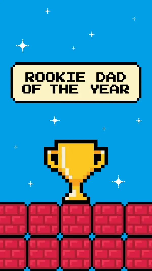 Rookie dad of the year blue gaming nostalgic pixel