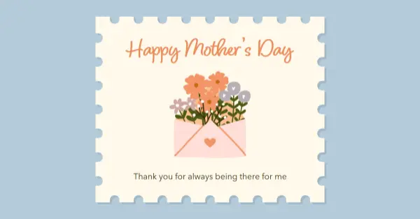 Whimsical Mother's Day card blue graphical playful whimsical quirky lighthearted folksy