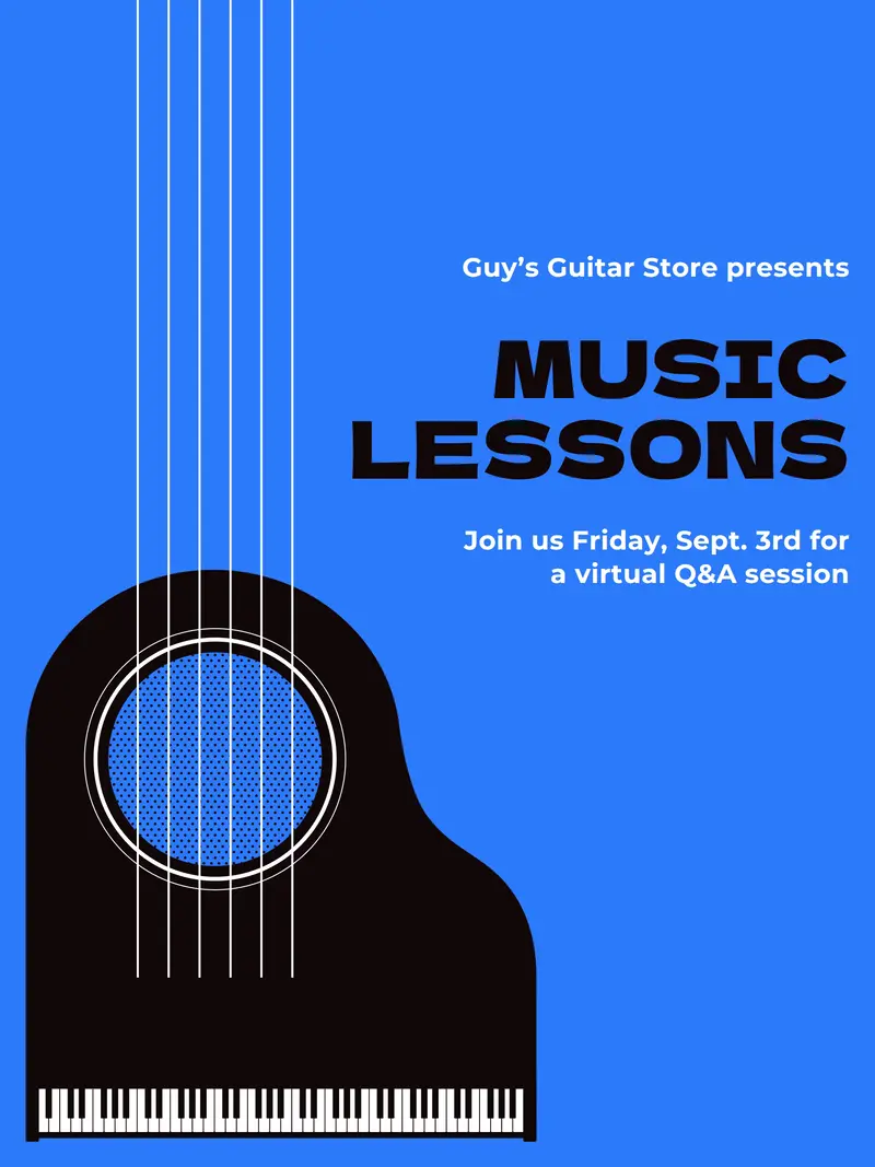 Simple modern music lesson poster blue modern, simple, illustrative