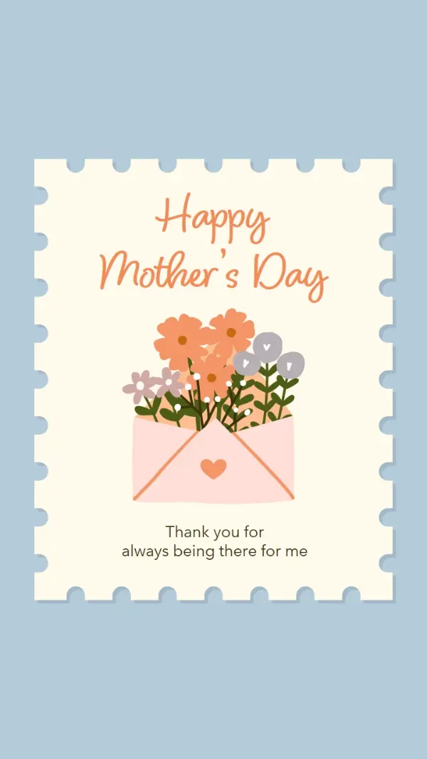 Whimsical Mother's Day card blue graphical playful whimsical quirky lighthearted folksy
