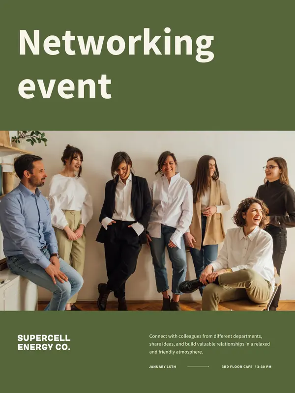 Simple modern event poster green simple, photographic, informational