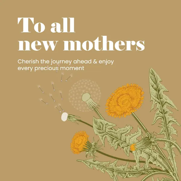 Welcome to motherhood brown vintage botanical illustrative romantic nostalgia old-fashioned floral flowery plants