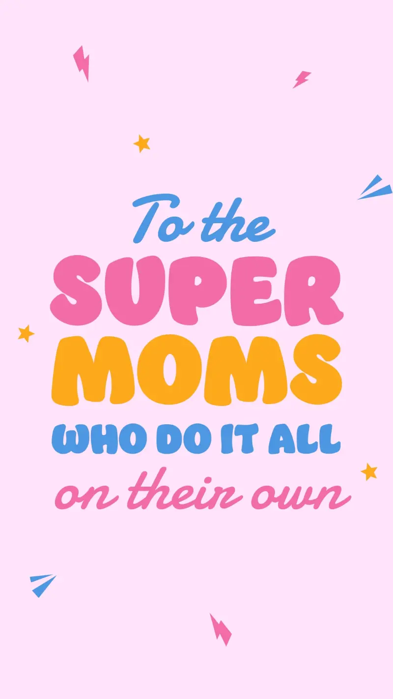 Super Moms doing it pink typographic playful colorful text-only fun