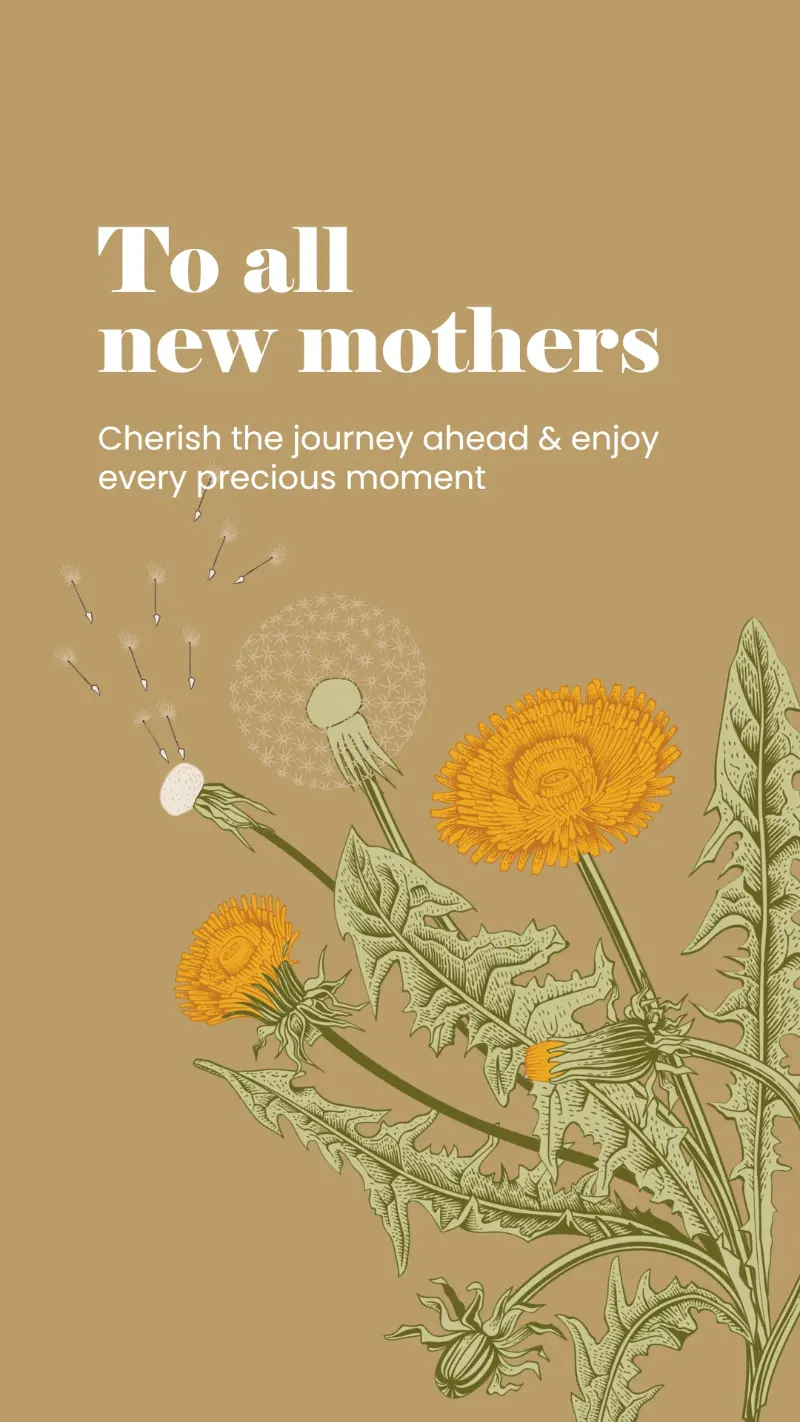 Welcome to motherhood brown vintage botanical illustrative romantic nostalgia old-fashioned floral flowery plants