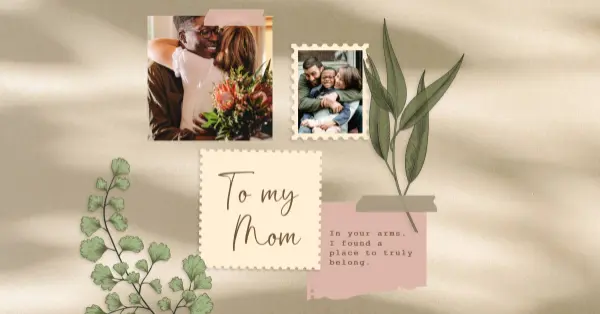 Thanks for being my mom green collage scrapbook vintage multi-photo multi-image montage album journal notebook old-fashioned botanical plants