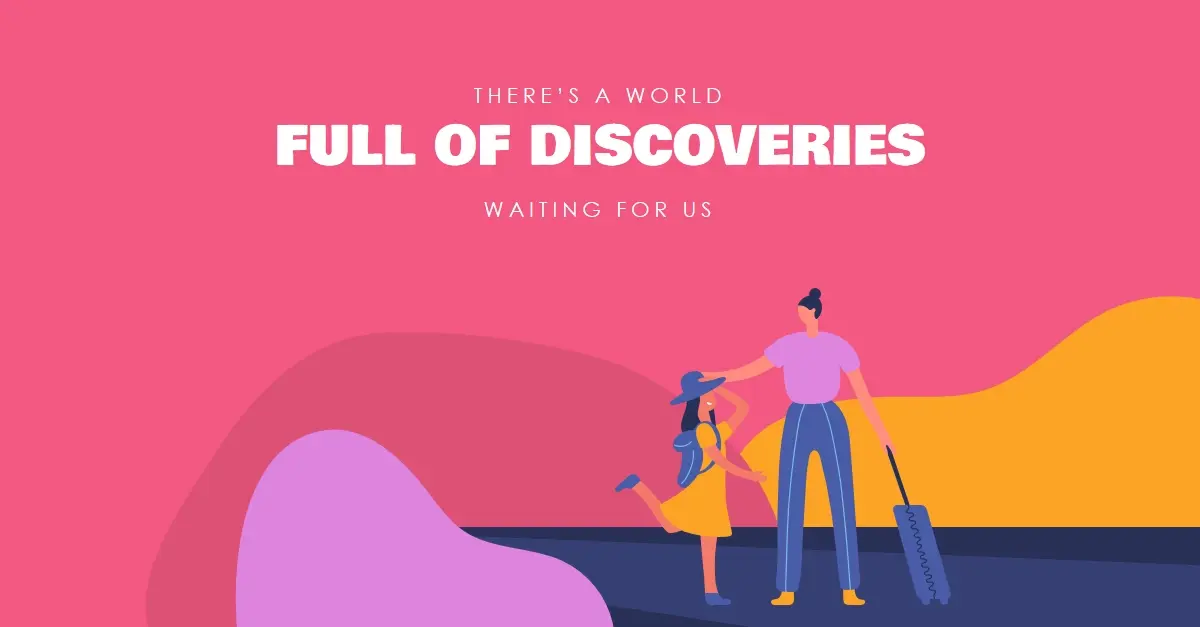 Let's discover the world pink illustrative bold colorful strong energetic graphical