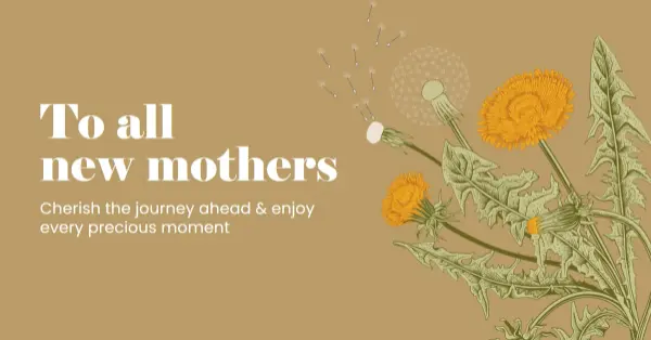 Welcome to motherhood brown vintage botanical illustrative romantic nostalgia old-fashioned floral flowery plants