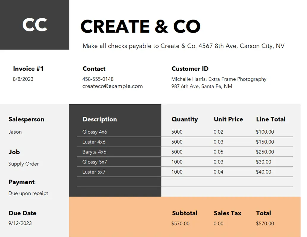 Service invoice (blocky design) gray modern-simple