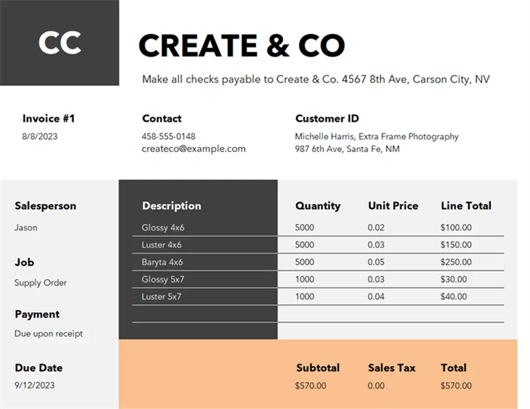 Service invoice (blocky design) modern-simple