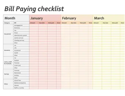 Bill paying checklist modern simple