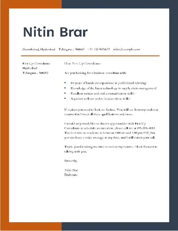 Resume cover letter for unsolicited resume blue modern color block