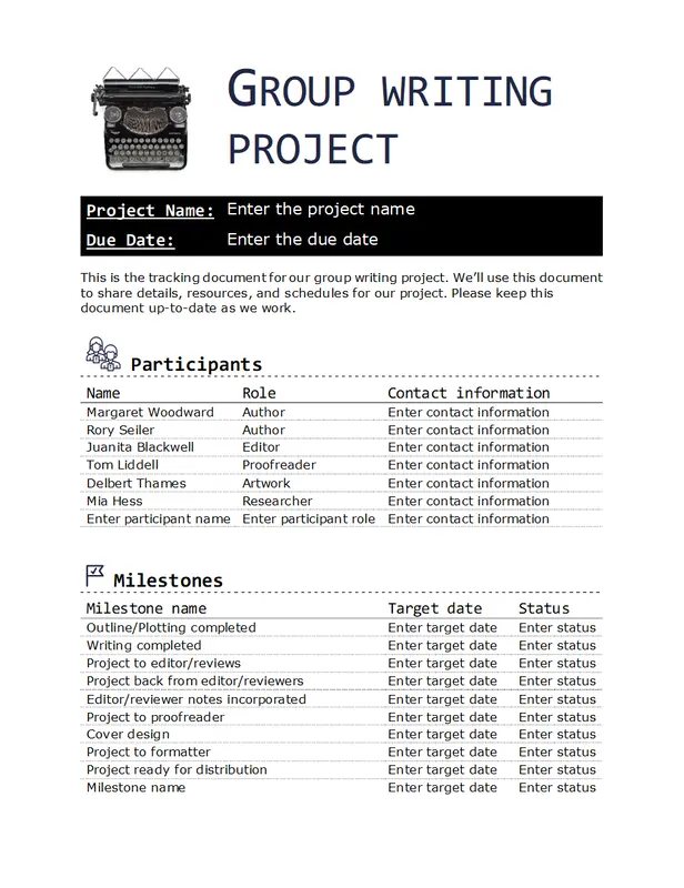 Group writing project vintage retro