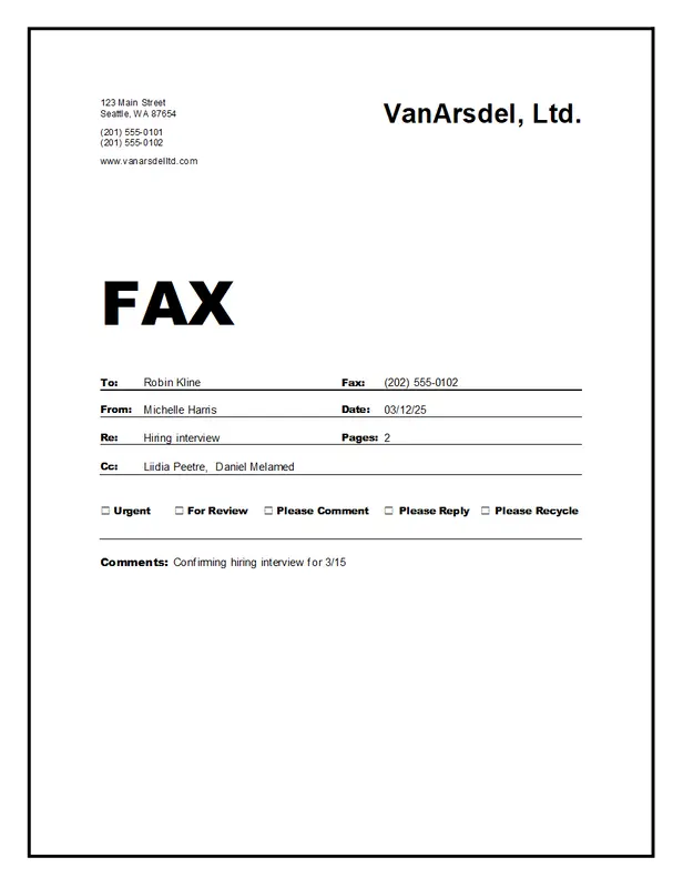 Fax cover white modern simple