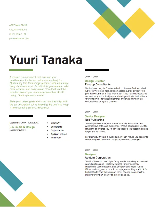 Geometric resume modern geometric