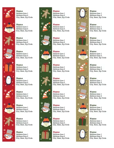 Christmas spirit address labels whimsical color block