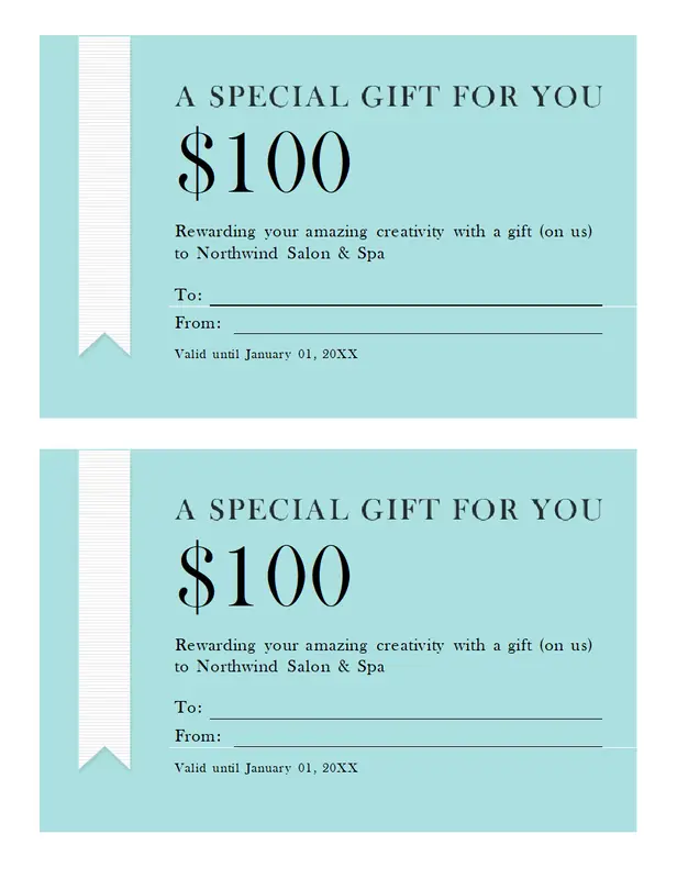 Ribbon gift certificate blue modern-simple