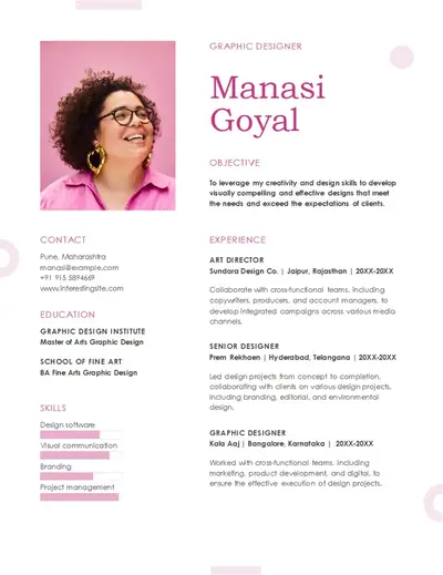 Photo resume pink moder geometric