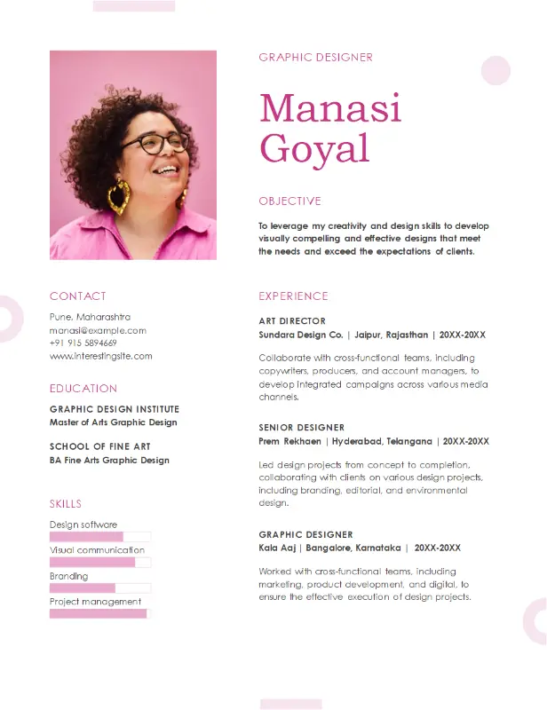 Photo resume pink moder geometric