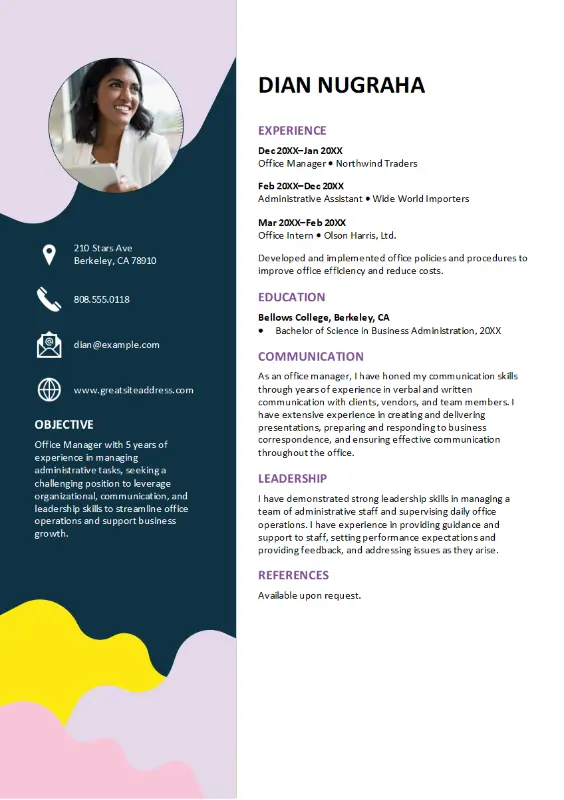 Playful business resume whimsical color block