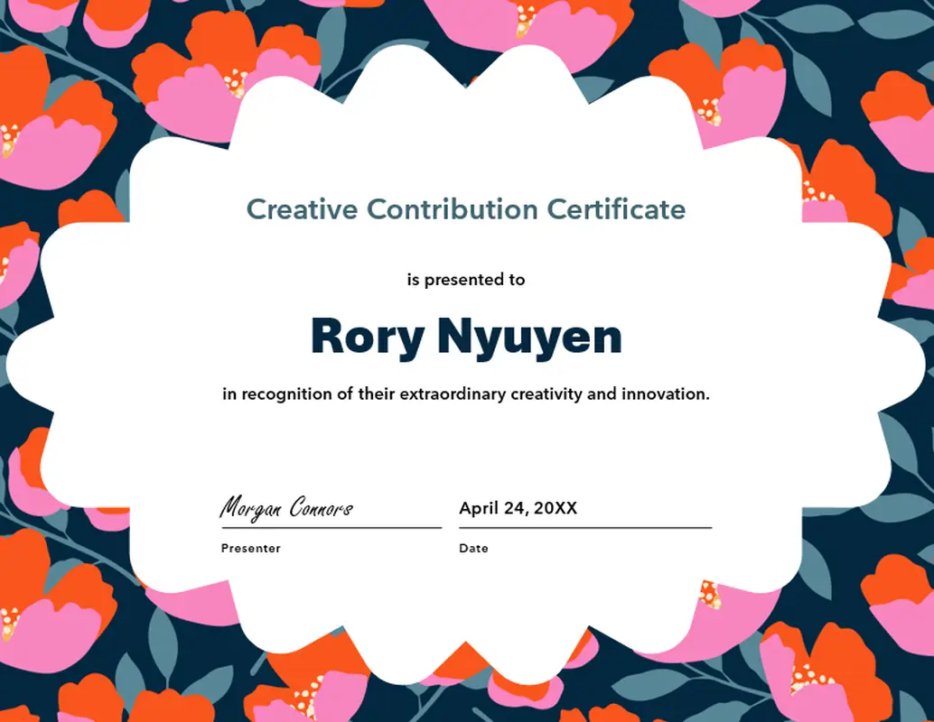 Creative contribution certificate modern-bold