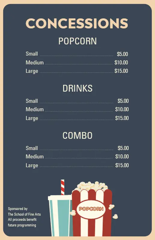 Movie night concession posters blue modern-simple