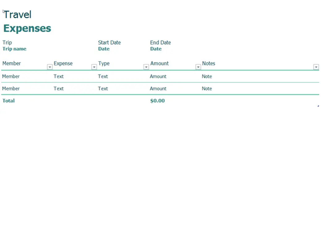 Travel expense tracker green modern simple