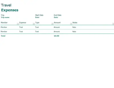 Travel expense tracker modern simple
