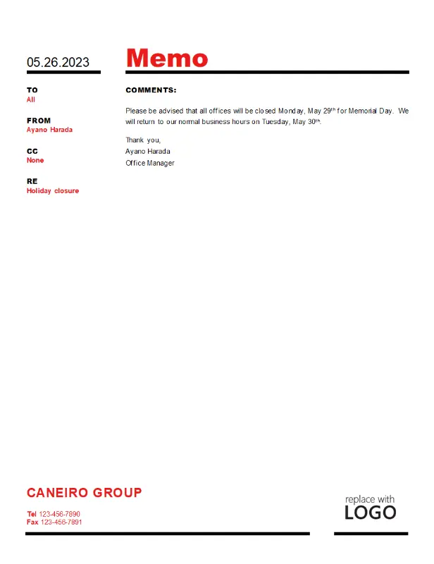 Business memo (bold design) <a href=