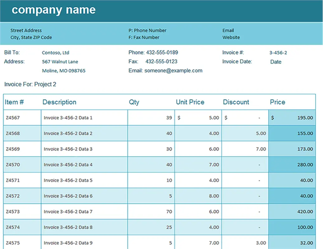 Sales invoice tracker blue modern simple