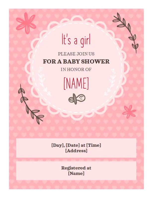 Baby shower invitation - girl pink whimsical-color-block