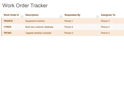 Work order tracker modern simple