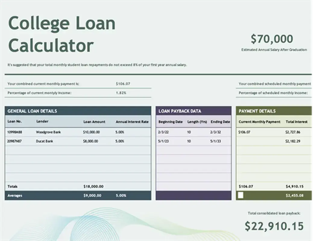 College loan calculator green modern-simple