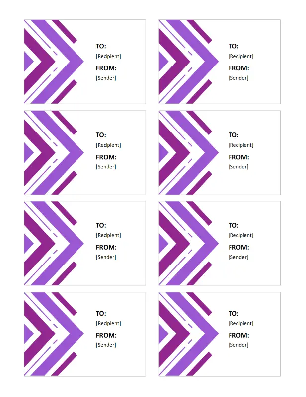 Gift labels (8 per page) purple modern geometric