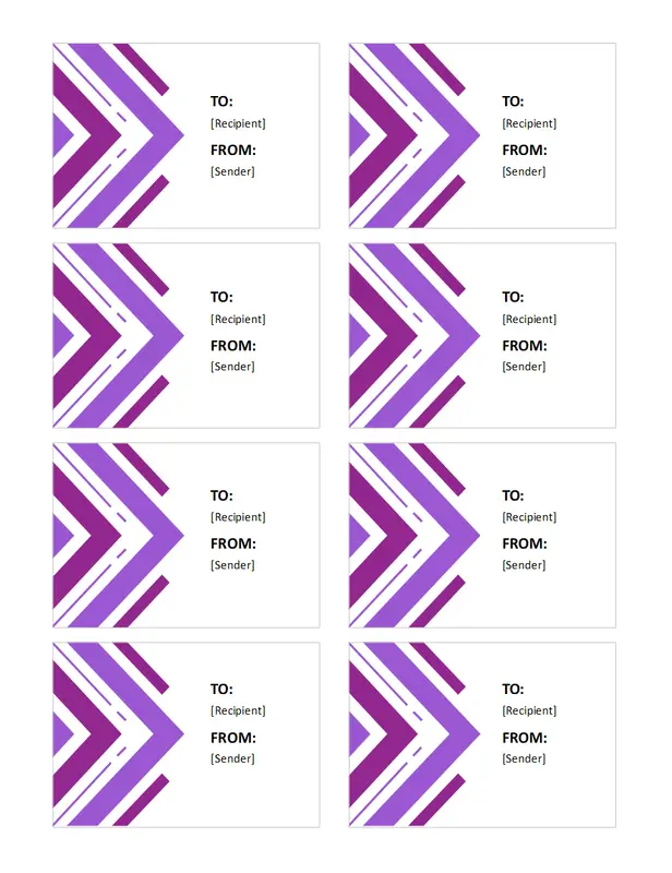 Gift labels (8 per page) purple modern geometric