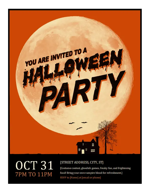 Halloween flyer orange whimsical color-block