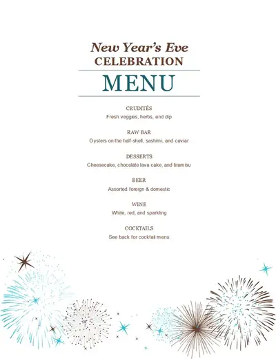 New Year's party menu brown modern-simple